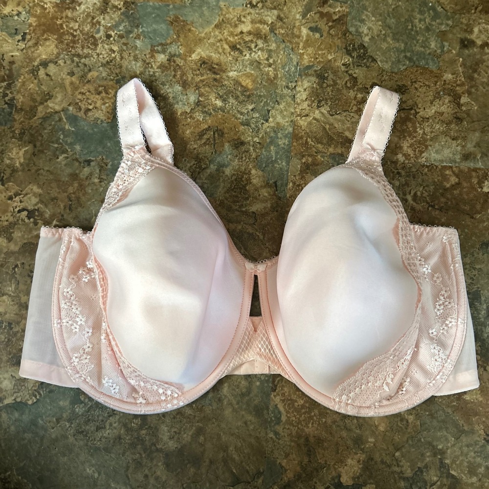 Elomi Charley Spacer T-Shirt Bra Womens Size 44J Pink Floral Lace Underwire